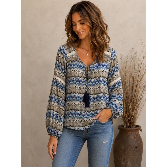 Sundance Tops - Sundance Boho Ethereal Silk Boho Peasant Blouse Size M